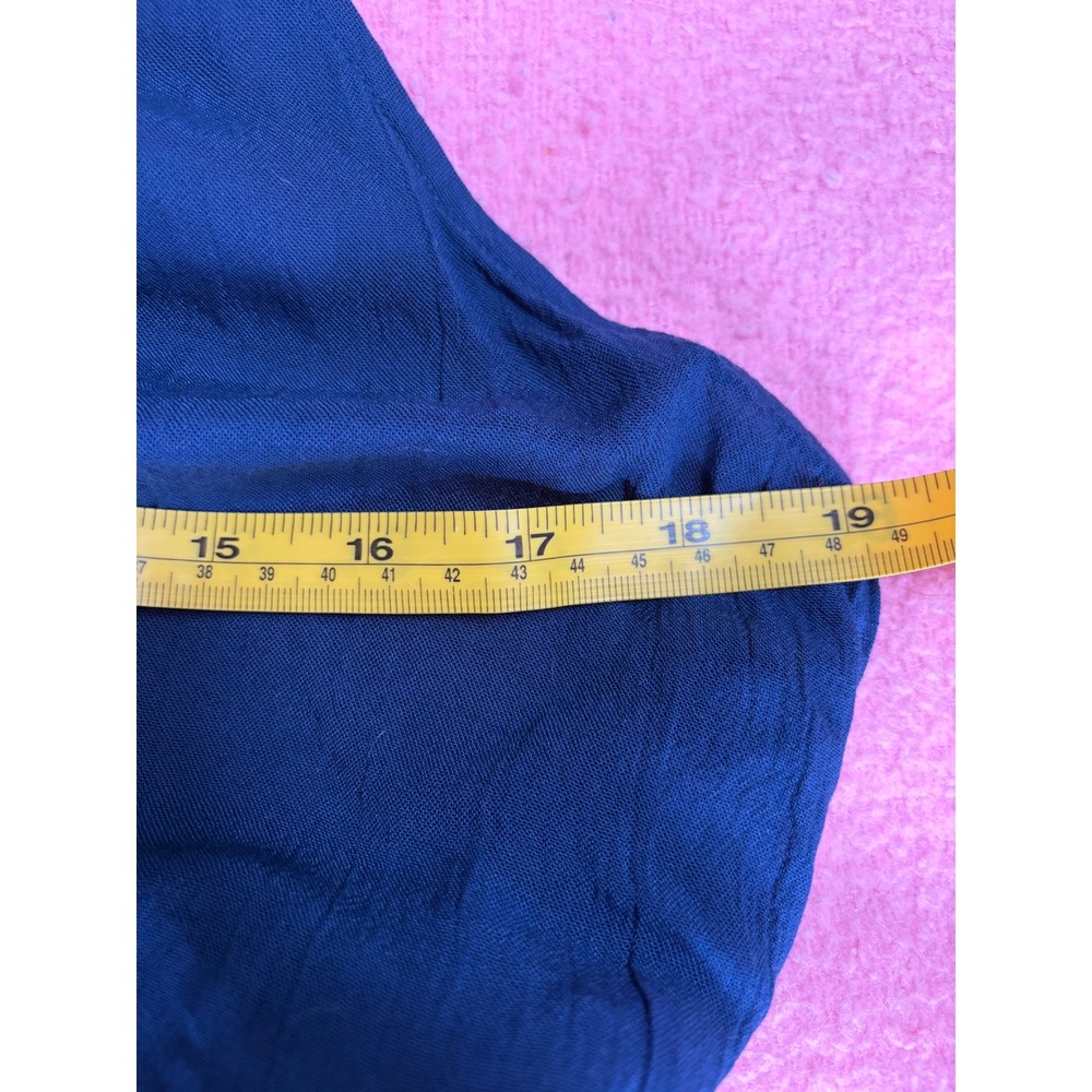 Prana Blue Surplice Halter Jumpsuit Smocked Waist Jogger Leg XL - Picture 4 of 5